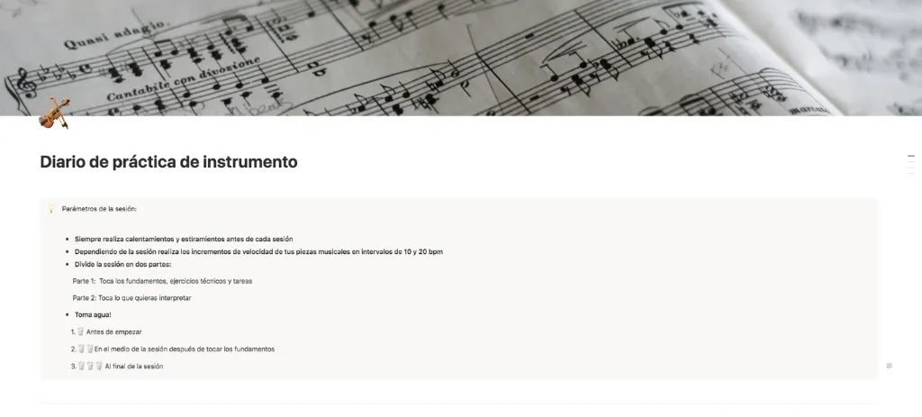 Plantilla de práctica de instrumento gratuita