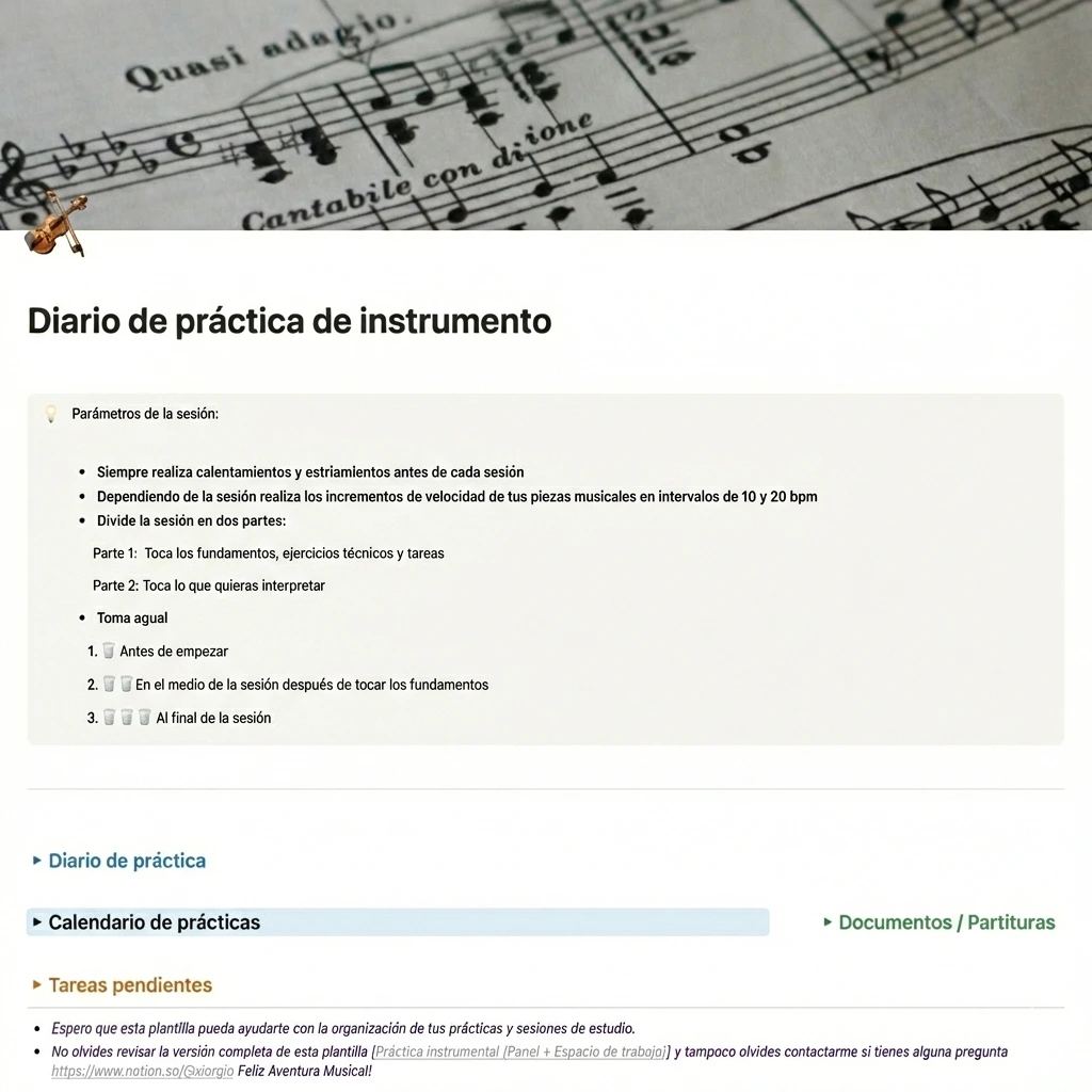 Plantilla de práctica de instrumento gratuita